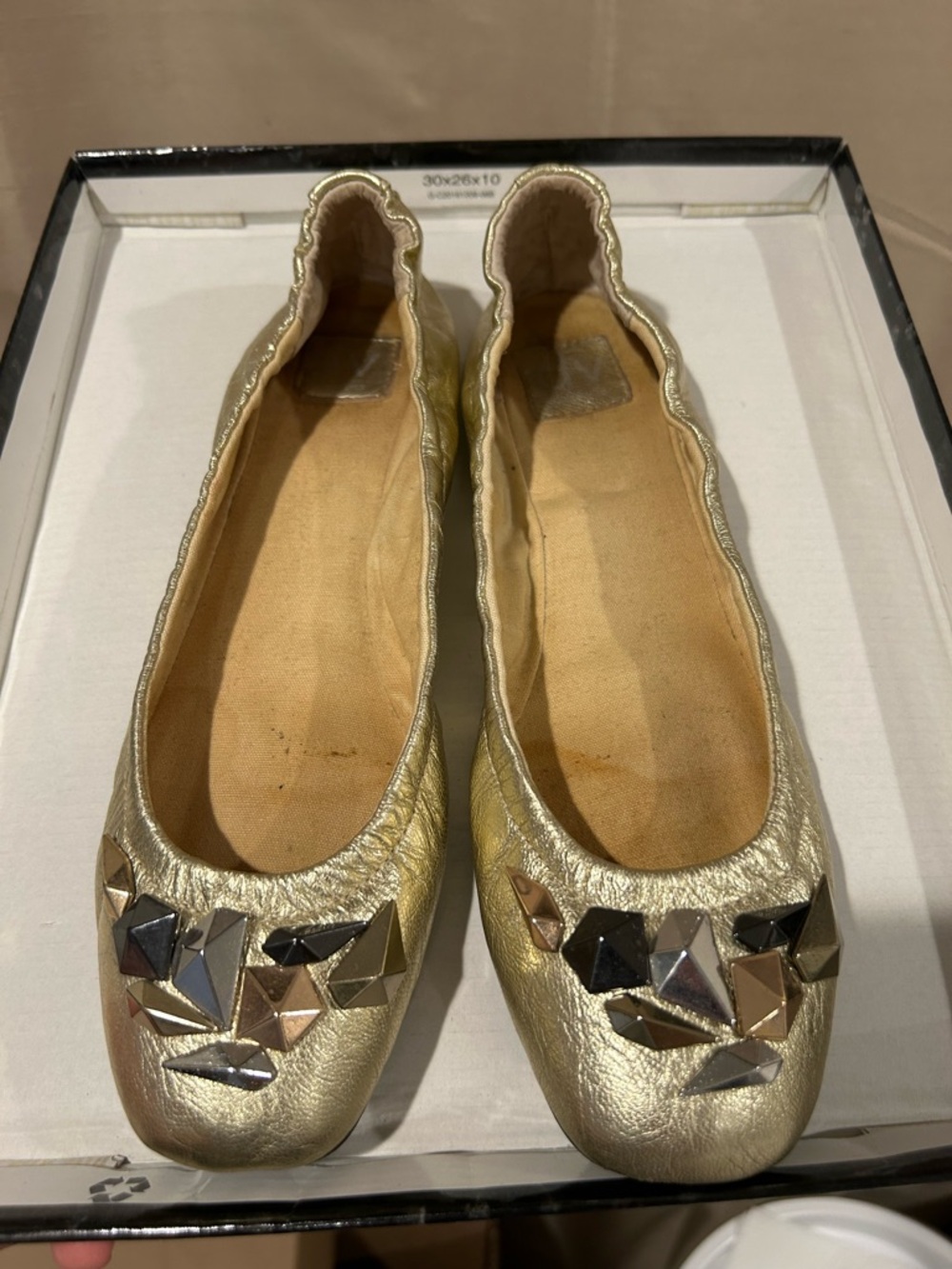 Free People Gold Studded Ballet Flats - Women - size 8